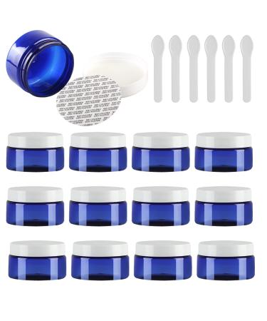TIANZD 24 Pieces Empty 100ml Blue Plastic Cosmetic Jars with White Screw Lid 100g Small Pot for Cosmetic Travel Homemade Cream Gel Lip Balm Salve Storage Containers+ 6x Spatula Blue 100ml