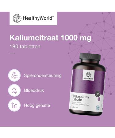 Be Healthy Group doo Potassium citrate 1000 mg per daily dose 180 tablets Optimal concentration Support for muscles nervous system and blood pressure GMOfree 3month supply - Buy Online on GoSupps.com