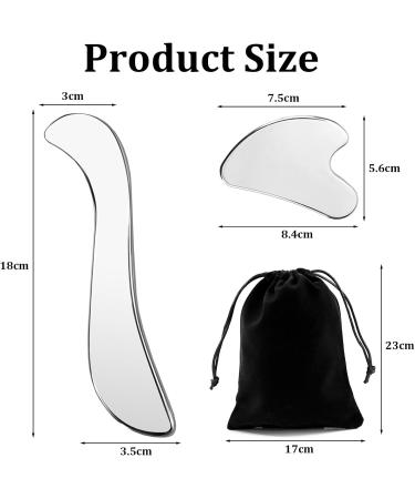 Roinaaid 2 PCs Stainless Steel Gua Sha Set | Body Face Neck Pain Relief & Muscle Relaxation - Buy Online on GoSupps.com