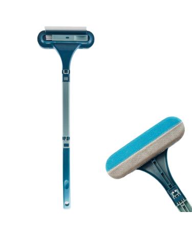 Window Tool | 2 in 1 Window Brush - Glass Cleaning Scraper Wet Dry Extendable Professional Window Squeegee Cleaning Tool Household Cartey Blue
