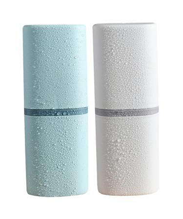 Frcolor 2 piece of toothbrush container toothbrushes Storage case Washbeaker Servant toothbrush cup toothbrush case blue 19.8x7.2cm