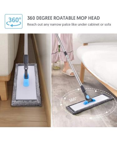 MANGOTIME Microfiber Floor Hardwood Mop with 4 Chenille & Microfiber Pads - Aluminum Plate Flat Mop for Laminate, Wood, Tile, Vinyl - Home Kitchen Cleaning - Buy Online on GoSupps.com