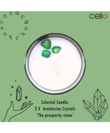 Cello Celestial Large Scented Candle with Aventurine Gemstones - Ideal Astrology Gift for Men and Women - Buy Online on GoSupps.com