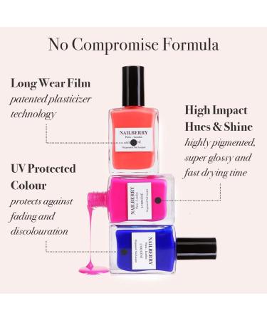 Nailberry L'Oxyg ne Pop My Berry Nail Lacquer 15ml | Healthy Manicure & Long Lasting Colour | 12-Free Vegan Halal Cruelty & Gluten Free - Buy Online on GoSupps.com