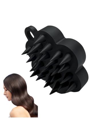 Rurunklee scalp peeling |Hair-head skin-scrubber massager silicone shampoo brush silicone head skin massager shampoo brush for children adults women and men black