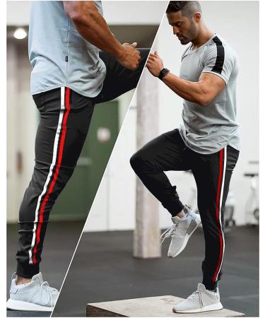 CANGHPGIN Men's Workout Joggers with Pockets - Slim Fit Atheltic Pants for Running and Casual Wear - Black, Medium - Buy Online on GoSupps.com
