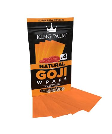 King Palm | 4 x Natural Un-Flavoured Goji Berry Wraps | Wraps/Cones/Rolls (Includes 4 Flavoured Filter Tips)