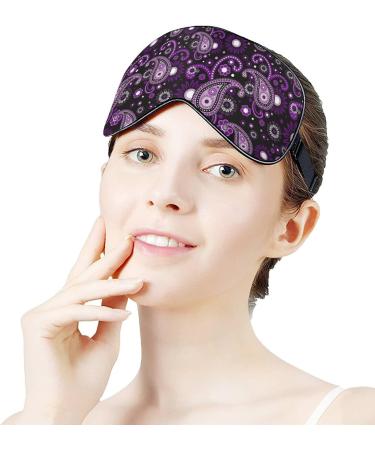 Violet & Purple Paisley Sleep Mask for Women - Adjustable Eye Shades with Elastic Strap - Buy Online on GoSupps.com