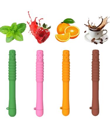 Chewable Essential Oil Breath Stick 4Pcs Chewable Breather Sticks Equipped with 8 Bold Replacement Cores for Travel Office Car (Multicolor)