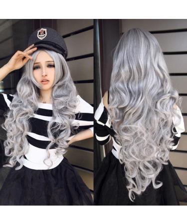 ColorfulPanda Long Silver Curly Wig - Anime Cosplay Costume Party Synthetic Hair for Women - Buy Online on GoSupps.com