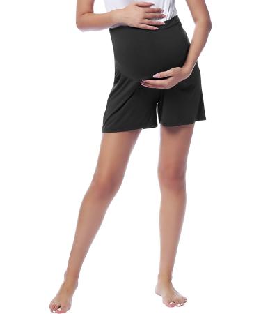 Amorbella Maternity Yoga Shorts | Pregnancy Lounge Wear Pants - Size L Black - Buy Online on GoSupps.com