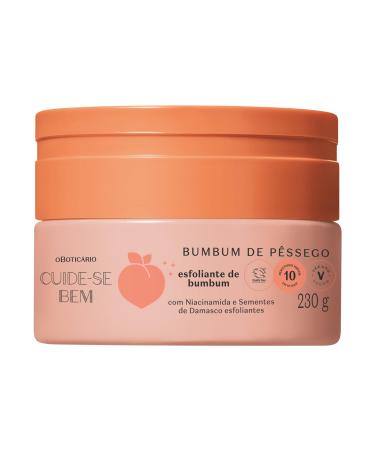Cuide-se Bem Peach Bumbum Scrub Vegan Exfoliating Scrub with Niacinamide and Apricot Seeds 8.11 Ounce (230g)