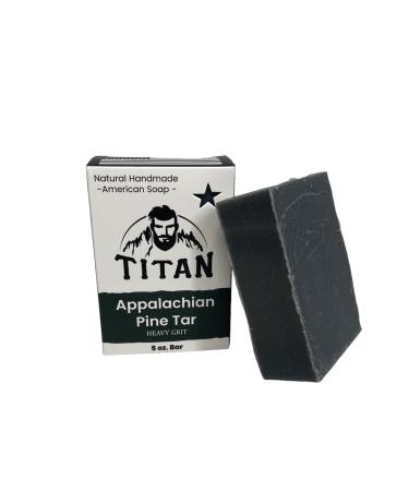 TITAN Natural Bar Soap for Men-Cold Process Soap Made With All Natural Ingredients-Handmade in America (5 Ounce (Pack of 1) Appalachian Pine Tar- Heavy Grit) 1 Count (Pack of 1) Appalachian Pine Tar- Heavy Grit