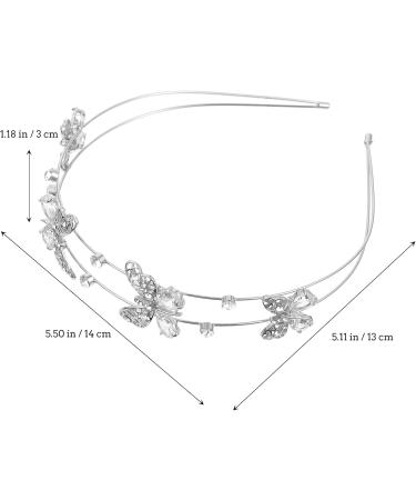 FRCOLOR Butterfly Headband Double Layer Hairband Shiny Bride Headdress Crystal Hair Hoop Wedding Hair Jewelry for Bride Girls Women Silver - Buy Online on GoSupps.com