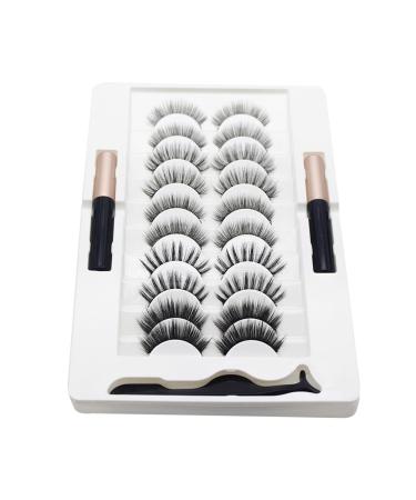 10 Pairs Magnetic Eyelashes And Eyeliner Kit Reusable 3D Magnetic False Lashes Extension No Needed For Makeup Magnetic Eyelash Kit Natural Look Magnetic Eyelash Kit With Applicator Tool