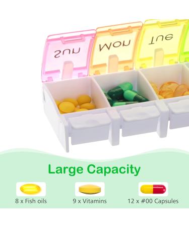 Large Weekly Pill Organizer - BPA Free XL 7 Day Pill Box for Vitamins Fish Oils & Supplements - Buy Online on GoSupps.com