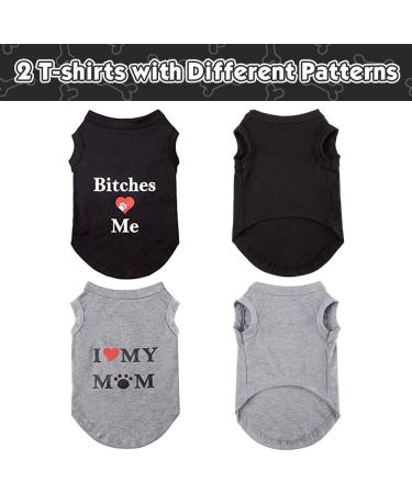 Dog T Shirts Pet Vests Fashion Printing 2 Pack - Small (Chest 13, Length 10.2) - Black & Grey - Buy Online on GoSupps.com