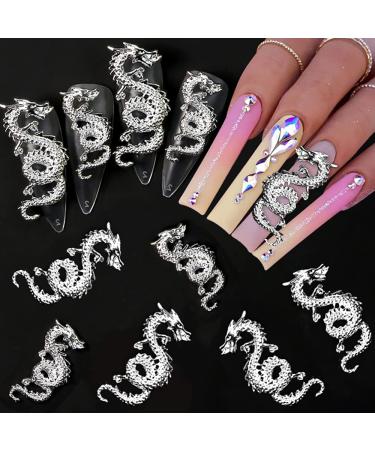3D Alloy Dragon Nail Charms - Set of 10 Retro Silver Chinese Zodiac Dragon Charms for Nail Art Decorations - Buy Online on GoSupps.com