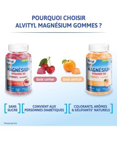 Alvityl Magnesium Gummies Apricot - Vitamin B6 - Sugar Free - Helps Reduce Fatigue - Promotes Nervous Balance - 15 to 45 Days - Ages 12+ - Buy Online on GoSupps.com