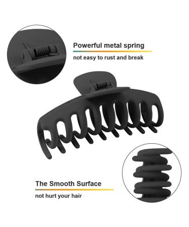 WHAVEL 6PCS Matte Plastic Large Black Hair Claw Clips - Non-slip Ponytail Holder for Thick Hair - Hair Clip Clamps Teeth for Women and Girls - Buy Online on GoSupps.com