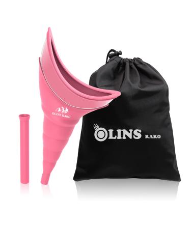 Female Urinal, OLINS KAKO Reusable Standing Pee Cup Funnel for Women, Portable Silicone Washable Female Urination Device for Outdoor Camping Hiking Travel (Pink)