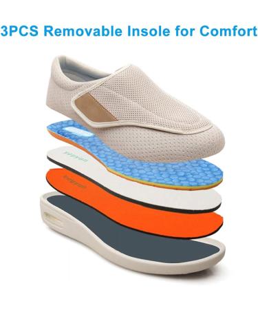 Womens Adjustable Diabetic Shoes | Pain Relief Slip On Slippers Orthopedic with Memory Foam | Wide Width Lightweight for Seniors | Black - Size 9 Wide - Buy Online on GoSupps.com