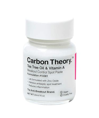 Carbon Theory | Tea Tree Oil & Vitamin A Breakout Control Antiseptic Spot Paste | Direct Treatment | 50 Applications | Natural Vegan And Cruelty Free | 30ml
