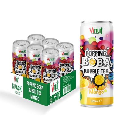 Kandy Collection Vinut Pack of 6 Mango Bubble Tea with Popping Boba 320 ml Ready to Drink Low Sodium
