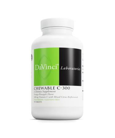 DaVinci Labs Chewable C-300 - Supplement to Support Immune Health Cholesterol and Collagen Production - With Vitamin C Pectin and More - Gluten-Free - Orange Pineapple Flavor - 90 Vegetarian Tablets