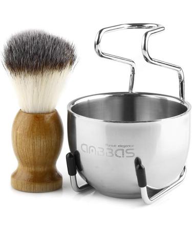 Anbbas Synthetic Badger Hair Shaving Brush Set with Stainless Steel Stand and Bowl - Buy Online on GoSupps.com