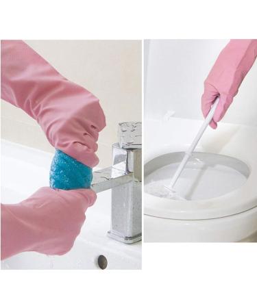 ESASAM Cleaning Gloves Rubber gloves glove kitchen pink (29 cm) dishwashing pot household velvet non-slip protective hand - Buy Online on GoSupps.com