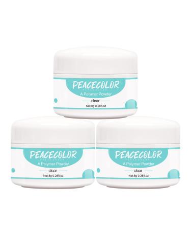 PEACECOLOR 3 x 8g Clear Acrylic Powder for Nail Extension 3D Carving French Nails Acrylic Nails Supplies AC-24