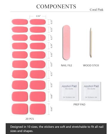 TrueShei Coral Pink Nail Foils | 23PC Self-Adhesive Gel Stickers | UV Nail Film for Beautiful Gellack Wraps - Buy Online on GoSupps.com
