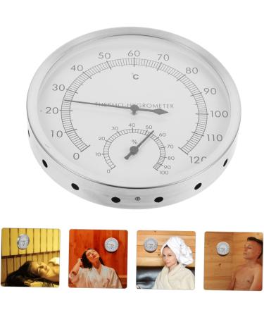 Garneck Sauna Moisture Thermometer & Hygrometer - Stainless Steel Room Thermometer & Wall Clock for Home - Accurate Pressure Display - Buy Online on GoSupps.com