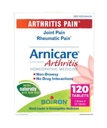 Boiron Arnicare Arthritis Tablets for Arthritis Pain Relief, Joint Soreness, and Rheumatic Pain - 120 Tablets (2 Pack of 60) 120 Count (Pack of 1) - Buy Online on GoSupps.com