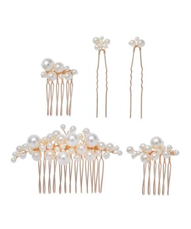 Housoutil 1 Set Bride Wedding Hairpin Wedding Hair Accessories Pearl Hair Comb Tiara Hair Barrettes Gem Hair Combs Hair Barrette for Girls Pearl Bun Hairpin Wedding Headdress Vintage Abs