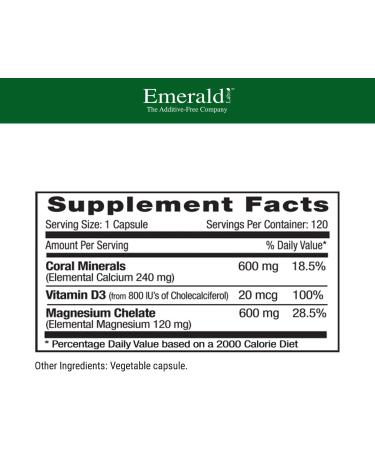 Emerald Labs Coral Calcium Plus - Strong Bones & Healthier Joints - 60 Veg Caps - Buy Online on GoSupps.com