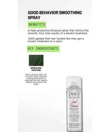 IGK GOOD BEHAVIOR Spirulina Protein Smoothing Spray 2.4oz - Hair Treatment - Buy Online on GoSupps.com