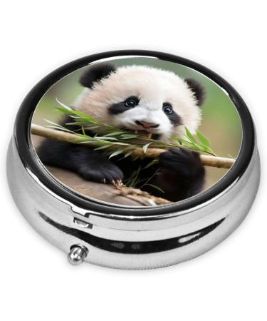 Cute Panda Eating Bamboo Pill Box | Portable 3-Compartment Metal Storage | Perfect for Travel & Small Pills - Buy Online on GoSupps.com