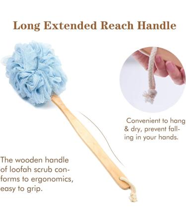 Shower Loofah Bath Sponge Set with Back Scrubber and Shower Brush - Body Exfoliating Spa Set for Men & Women - Blue & Pink 2 Piece - Buy Online on GoSupps.com