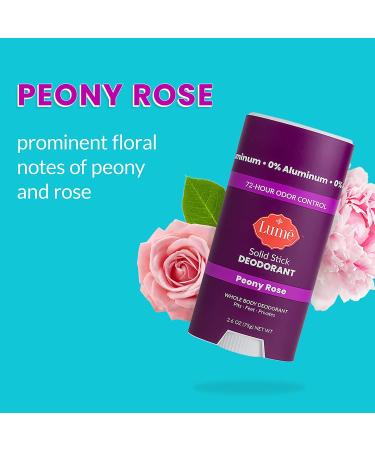Lume Solid Deodorant Stick - 2.6 oz Whole Body Natural Deodorant (Peony Rose) - Buy Online on GoSupps.com