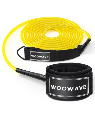 WOOWAVE Surfboard Leash Premium Surf Leash SUP Leg Rope Straight 6/7/8/9 feet for All Types of Surfboards Yellow White Core 7ft & 7mm