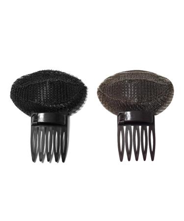 2 Perfect Puff Hair Head Cushion - Puff Hair Head Cushion fluffys Hair Pad Sponge Comb Clip | Women Sponge Volume Bump Inserts Hair Comb | Bun Hair Pad Accessories For Women Girls Hairstyle Black + Coffee