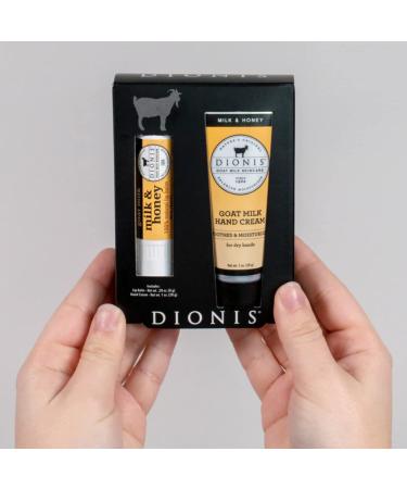 Dionis Goat Milk Skincare Milk & Honey Hand Cream & Lip Balm Set - 1 oz & 0.28 oz - Made in USA - Cruelty-Free & Paraben-Free - Buy Online on GoSupps.com