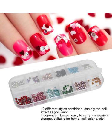 12 Models Nail Art Rhinestone Colorful Nail Decorations Shiny Nail Art Decors DIY Nail Rhinestones Glitter Rhinestones Nail Art Tools - Buy Online on GoSupps.com