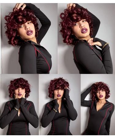ANNIVIA-X Short Afro Curly Wig with Bangs for Women - Big Bouncy Fluffy Kinky Curly Hair - Buy Online on GoSupps.com
