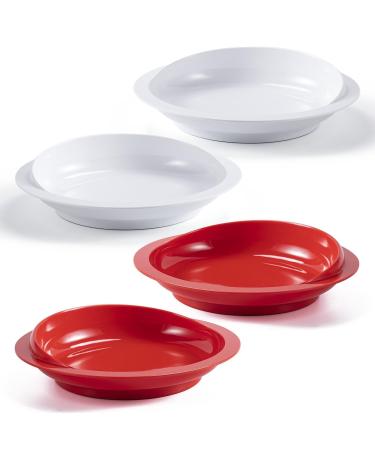 Aquashielding Spout -proof shovel plates with wave edges plate with edge for disabled people plates for simple meals for disabled adults and older patients (1 PCs) Red+White