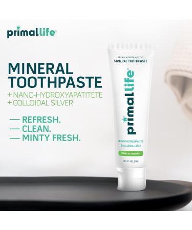 Primal Life Organics Dirty Mouth Mineral Toothpaste - Nano-Hydroxyapatite Colloidal Silver Charcoal - Organic Whitening (Spearmint 4 Oz) | Shop Internationally - Buy Online on GoSupps.com