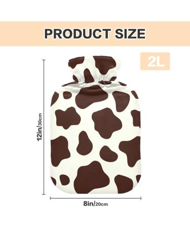 Hot Water Bottles with Brown White Cow Cover 2L Pain Relief & Bed Warmer for Women & Adults - Buy Online on GoSupps.com