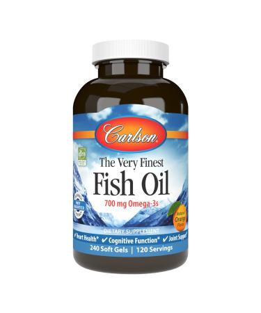Carlson Labs The Very Finest Fish Oil Natural Orange Flavor 700 mg 240 Soft Gels